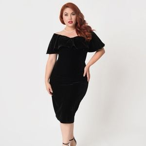Black Velvet Sophia Wiggle Dress NWOT